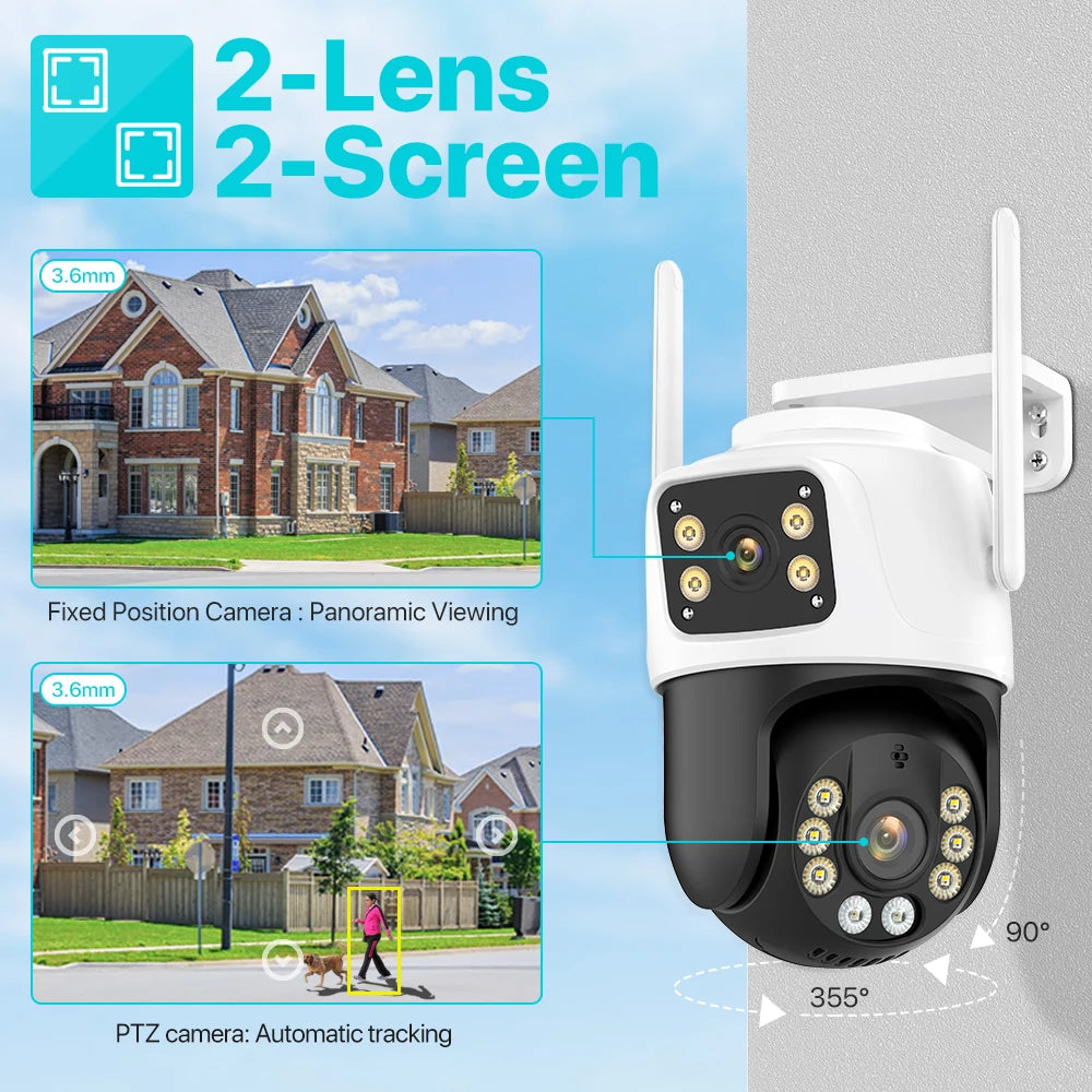 SecureCam Pro 360°- Camara de seguridad Exterior Multi-Lente Ultra HD