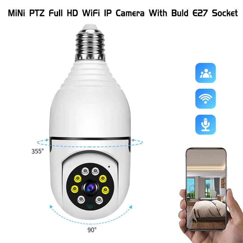 Cámaras Bombilla WiFi 360° HD- Seguridad para Hogar y Negocio