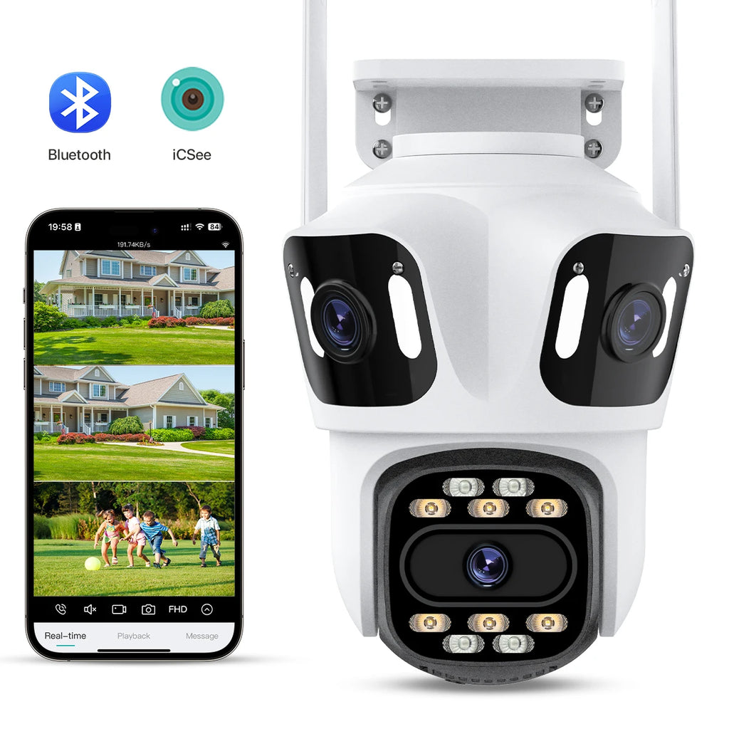 SecureCam Pro 360°- Camara de seguridad Exterior Multi-Lente Ultra HD