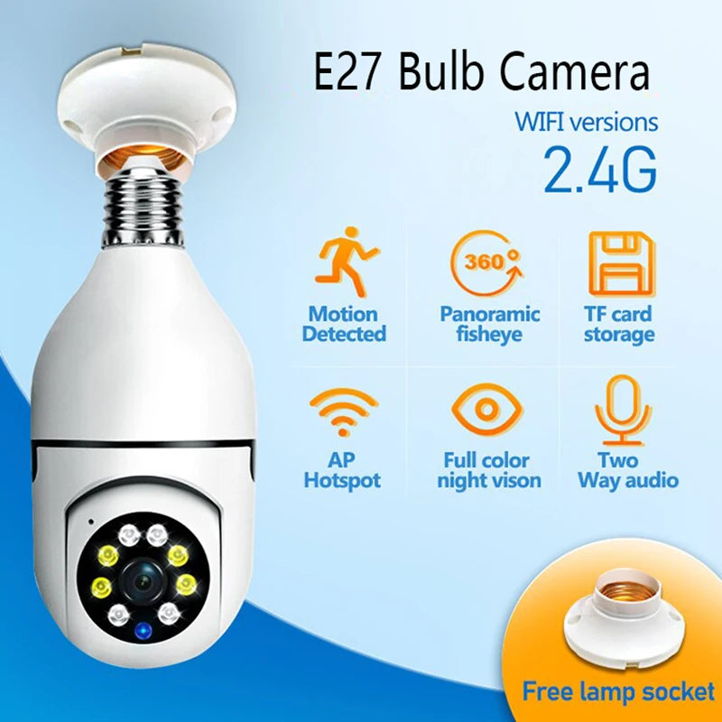 Cámaras Bombilla WiFi 360° HD- Seguridad para Hogar y Negocio