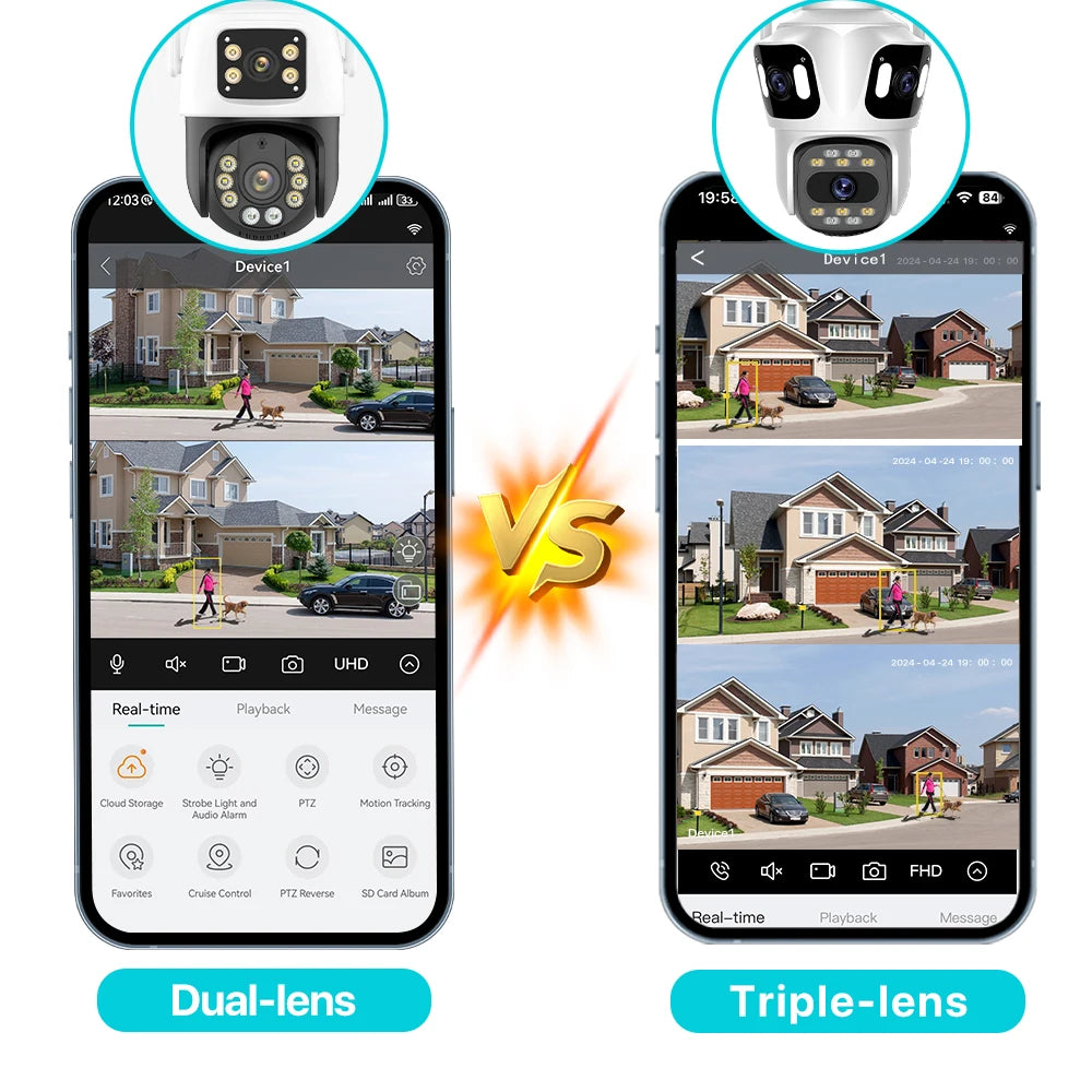 SecureCam Pro 360°- Camara de seguridad Exterior Multi-Lente Ultra HD